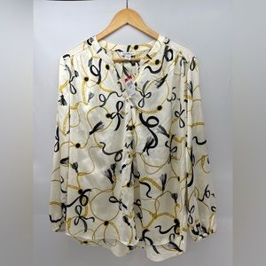 Bow Blouse by Jaclyn Smith Classic Elegant Top Size Large NWT